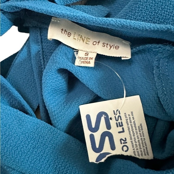 The Line of Style Blue Batwing Sleeve Collar Tie Back Size Small - Picture 16 of 17